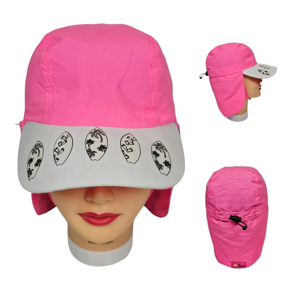 Sun Protection‎ Zone Childs Cap Hat Adjustable Back Surfboards Pink x White